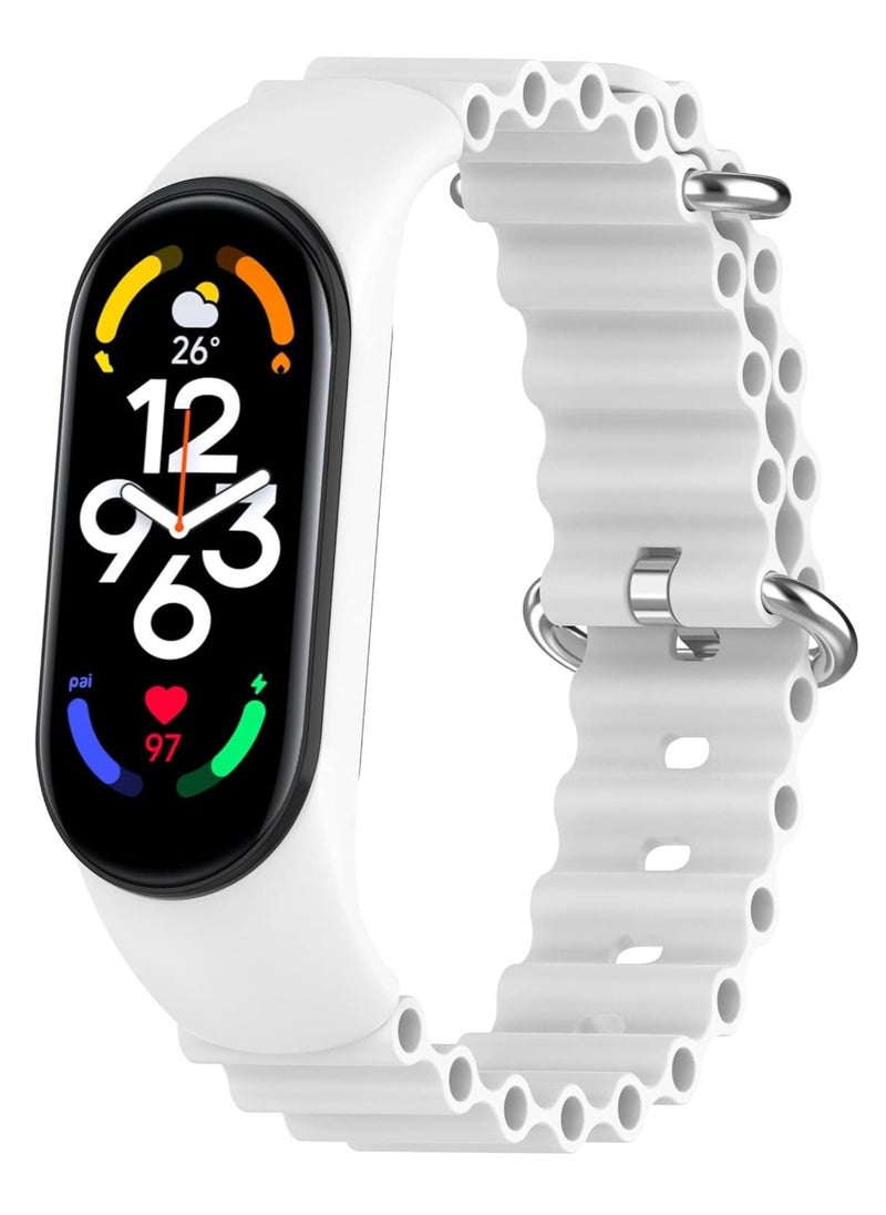 ten.tech - Tentech Ocean Sport Silicone Replacement Band Adjustable Stretchy Women Men for Xiaomi Mi Band 3 / Mi Band 4, Band for Xiaomi Mi M3/M4 - white - Image 1
