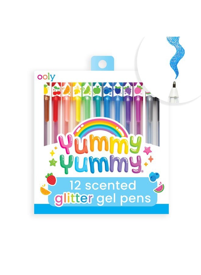 Ooly Scented Yummy Yummy Glitter Gel Pens Set of 12-1.00mm NIB Scented Glitter Pens for Kids and Adults, Art and Stationery Supplies - Image 1
