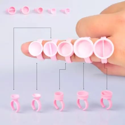 Aravli Glue Rings for Eyelash Extensions Plain Glue Rings Lash Cups Holder Lashing Supplies Fanning Blossom Cups for Eyelash Extensions Round Shaped Pink - Image 4