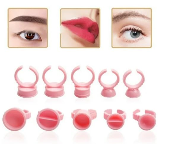 Aravli Glue Rings for Eyelash Extensions Plain Glue Rings Lash Cups Holder Lashing Supplies Fanning Blossom Cups for Eyelash Extensions Round Shaped Pink - Image 2