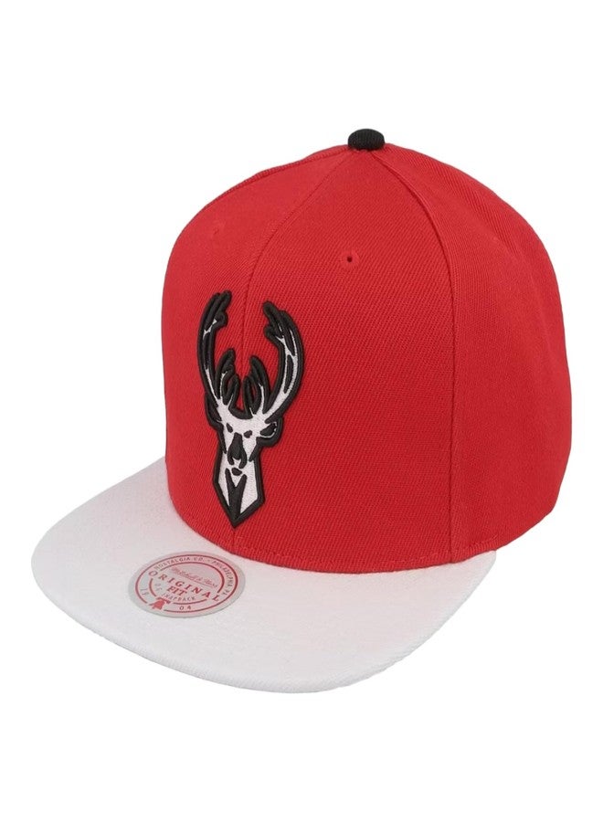 Mitchell & Ness Milwaukee Bucks Adult Snapback Cardinal Red 2 Tone Cap Hat - Image 1