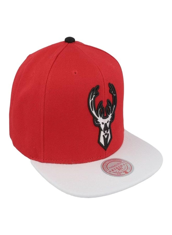 Mitchell & Ness Milwaukee Bucks Adult Snapback Cardinal Red 2 Tone Cap Hat - Image 2