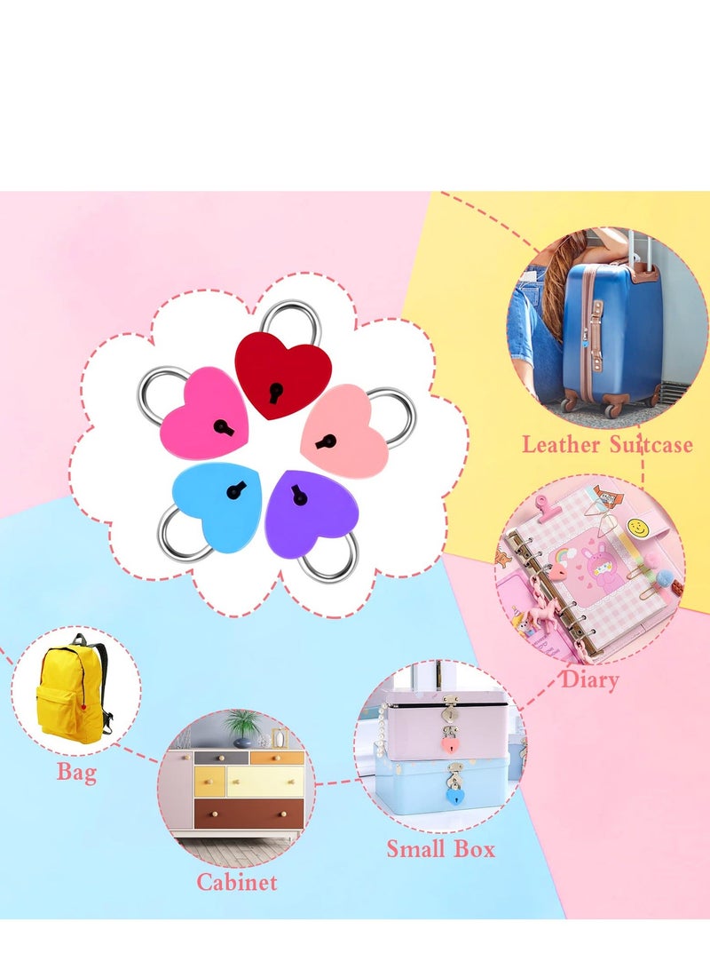 7 Piece Small Padlock Mini Lock Alloy Heart Shaped Lock with Key Suitcase Lock Lock Locker Decorative Diary Lock Love Decorative Lock for Box Diary Luggage (Multi Color) - Image 4