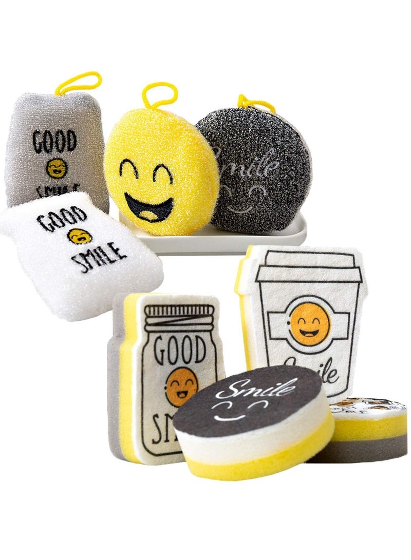 KASTWAVE 8 Pack Scrub Sponges Efficient and Long Lasting for Non Scratch Kitchen Cleaning Multi Purpose Microfiber Dishwashing Sponge for Dishes - Image 1