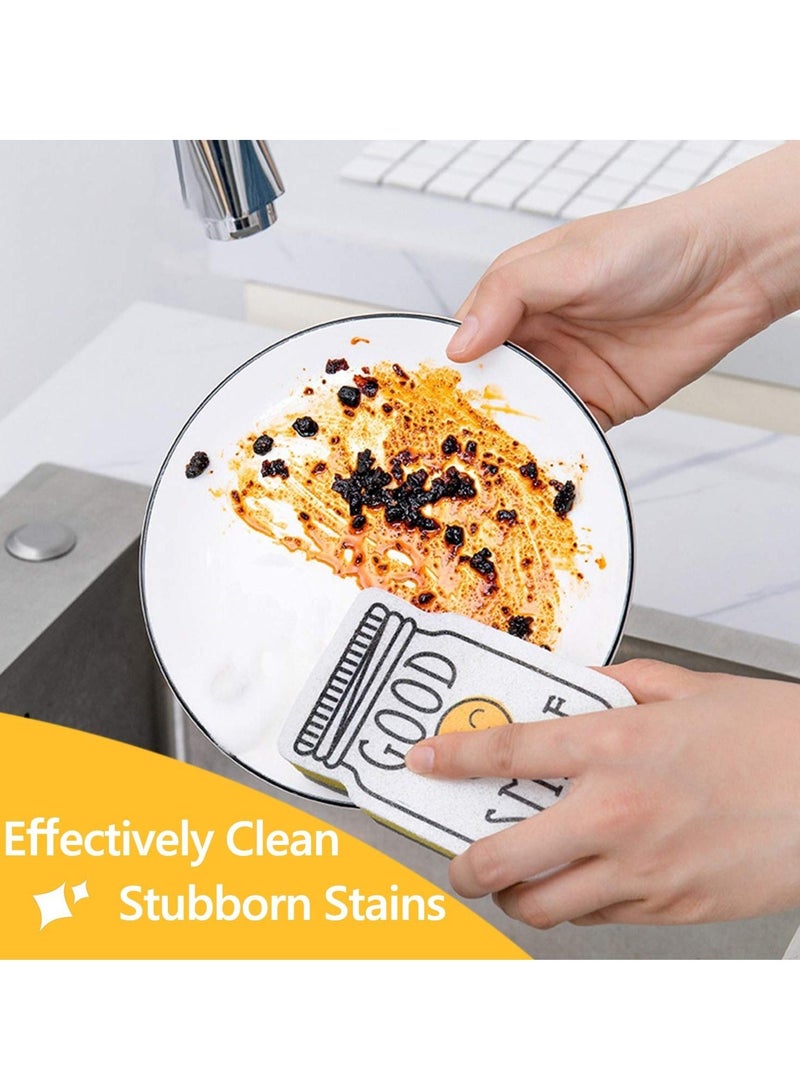 KASTWAVE 8 Pack Scrub Sponges Efficient and Long Lasting for Non Scratch Kitchen Cleaning Multi Purpose Microfiber Dishwashing Sponge for Dishes - Image 4