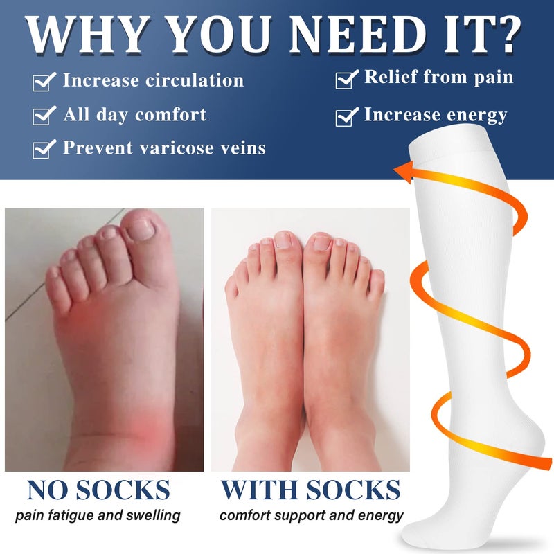 SOOVERKI Compression Socks for Women and Men Circulation (3 Pairs) is Best Support for Running Athletic Cycling Hiking - Image 2