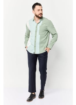 SELECTED Men Drop Shoulder Fit Color Block Long Sleeve Casual Shirt, Multicolor  - Image 2