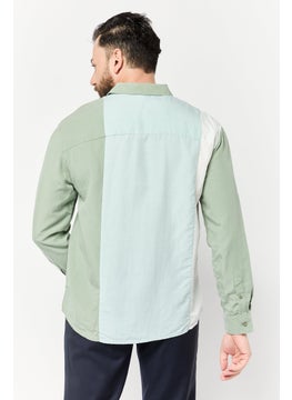 SELECTED Men Drop Shoulder Fit Color Block Long Sleeve Casual Shirt, Multicolor  - Image 4