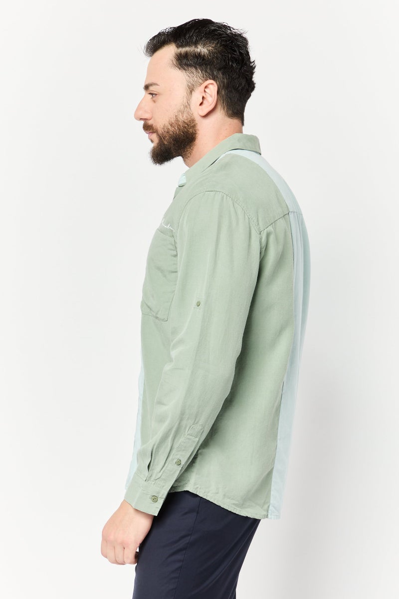 SELECTED Men Drop Shoulder Fit Color Block Long Sleeve Casual Shirt, Multicolor - Image 3