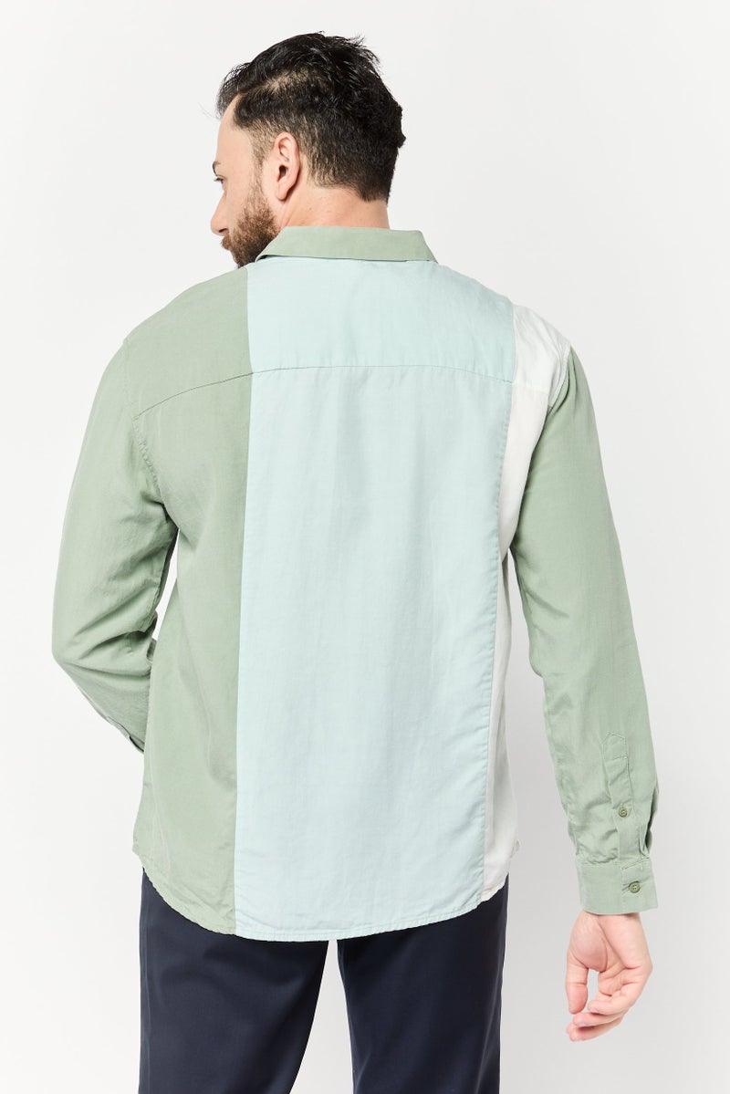 SELECTED Men Drop Shoulder Fit Color Block Long Sleeve Casual Shirt, Multicolor - Image 4