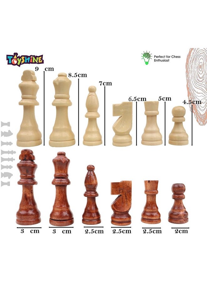 Toyshine Toyshine Wooden Chess Pieces (Tournament Quality) Chessmen, 9 Cm King Size Sstp, Kids  - Image 5