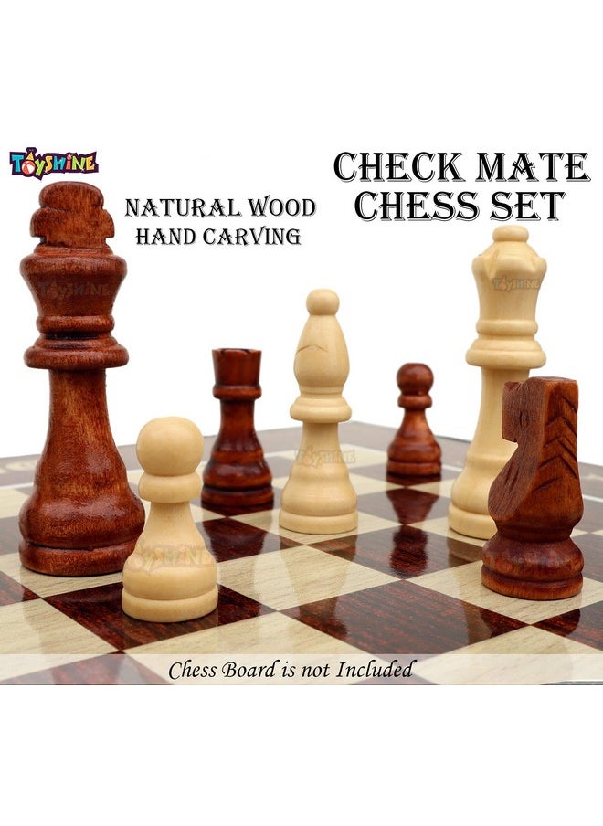 Toyshine Toyshine Wooden Chess Pieces (Tournament Quality) Chessmen, 9 Cm King Size Sstp, Kids  - Image 3