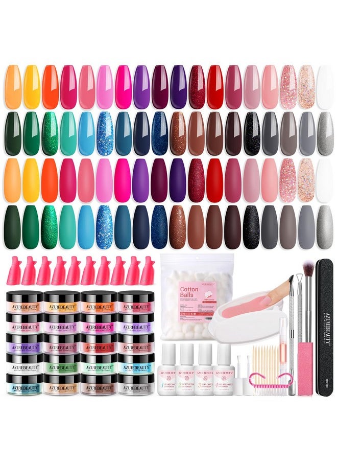 AZUREBEAUTY - AZUREBEAUTY 170Pcs Dip Nails Powder Starter Kit, 36 Spring Summer Blue Yellow Pink Neon Color Dipping Powder Nail Kit with Essential Dip Liquid Set for French Nail Art Manicure Salon DIY Home - Image 1