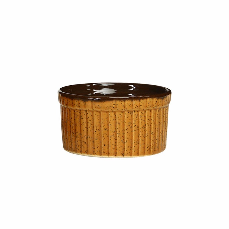 Caffeine Ceramic Handmade Mustard Brown Ramekins Bowl (Set of 1)