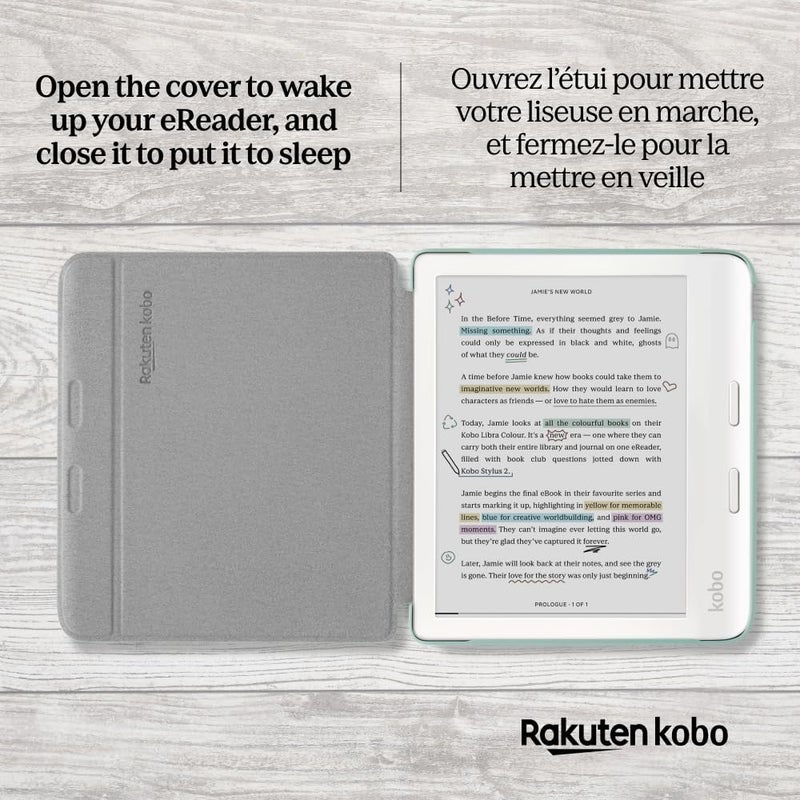 Kobo Libra Colour SleepCover Case  Garden Green Basic  SleepWake Technology  Builtin 2Way Stand  Vegan Leather  Compatible with 7 Kobo Libra Colour eReader - Image 4