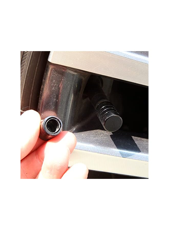S-TOP Tire Valve Stem Caps - 12 Pack Tire Caps with Corrosion Resistant Plastic Lined Universal Valve Stem Covers for Car, Truck, Motorcycle and Bike (Black, Barrel) - Image 4