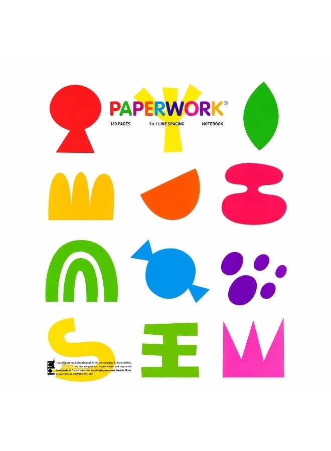 PAPERWORK Geometric Shapes Layflat Notebook Medium 8.75x6.75 Inch 3 Line 160 Pages for School & Student Notes - Image 1