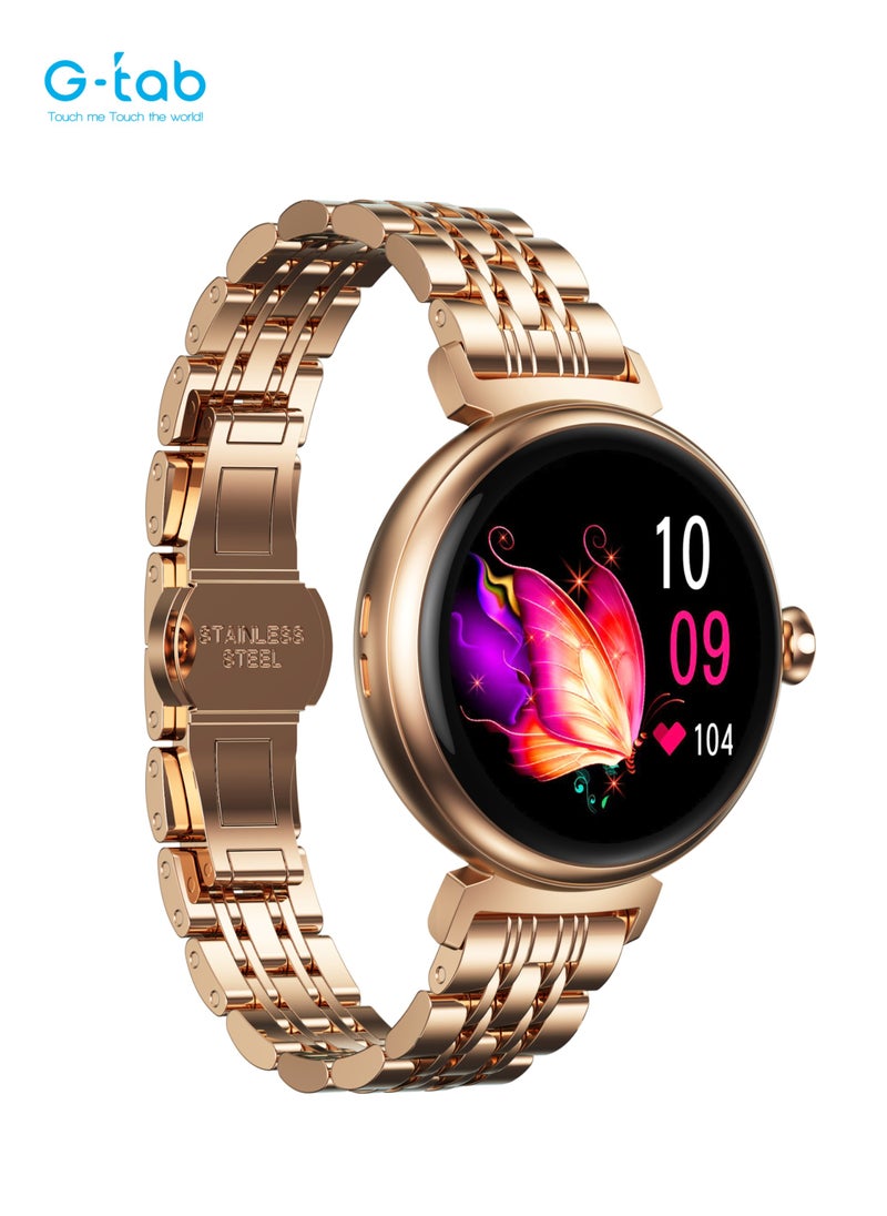 G-Tab - G-Tab GT9 PRO Smartwatch for Women/1.1 Inches Amoled Display/With Extra Strap/Heart rate monitor/calorie monitor/blood oxygen monitor/voice assistance/support iOS & Android/ Water Resistance/FullTouch - Image 1