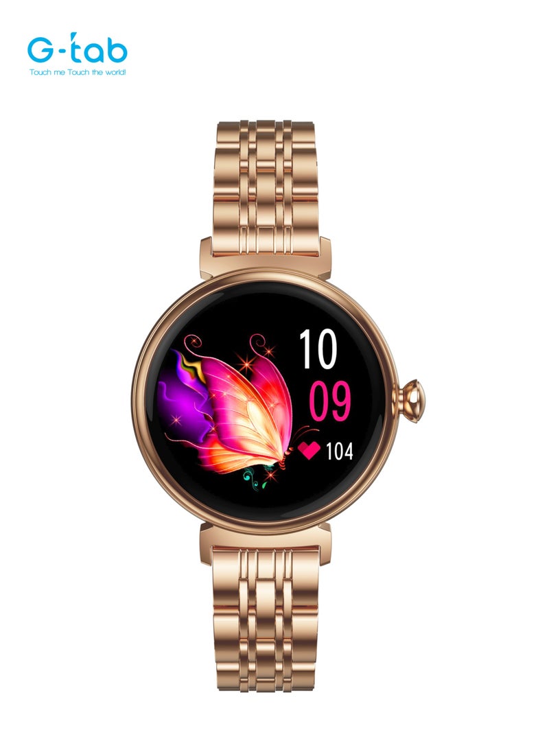 G-Tab - G-Tab GT9 PRO Smartwatch for Women/1.1 Inches Amoled Display/With Extra Strap/Heart rate monitor/calorie monitor/blood oxygen monitor/voice assistance/support iOS & Android/ Water Resistance/FullTouch - Image 1