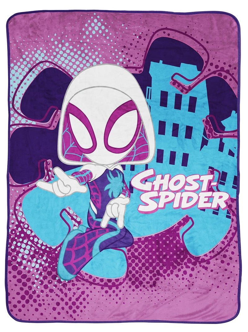 Marvel Spidey and His Amazing Friends Ghost Spider Gwen Throw Blanket - Measures 46 x 60 inches  Kids Bedding Features Gwen Stacy - Fade Resistant Super Soft Fleece (Official Product) - Image 1