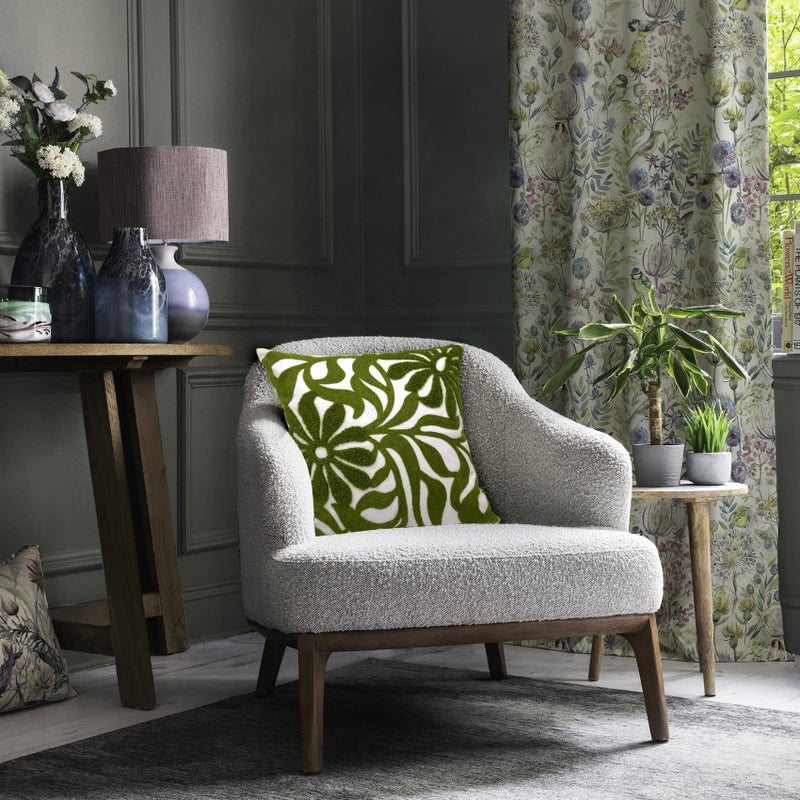 Alysheer Farmhouse Floral Leaves Embroidered Decorative Throw Pillow Cover 18x18 inches, Boho Tufted Flowers Embroidery Pattern Chic Cotton Cushion Case for Couch Bed Sofa Living Room(Olive Green) - Image 4