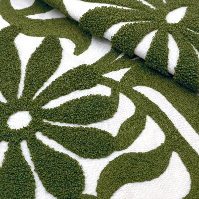 Alysheer Farmhouse Floral Leaves Embroidered Decorative Throw Pillow Cover 18x18 inches, Boho Tufted Flowers Embroidery Pattern Chic Cotton Cushion Case for Couch Bed Sofa Living Room(Olive Green) - Image 5