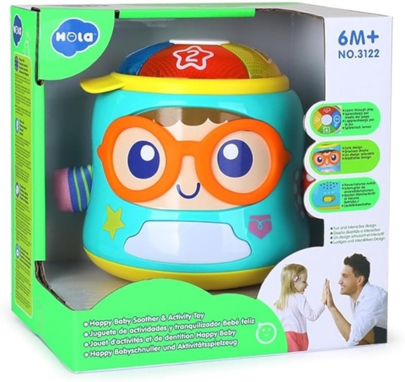 لعبة هولا هابي بيبي المهدئة والأنشطة، مناسبة للأطفال من عمر 6 أشهر فما فوق، لعبة تعليمية إلكترونية، متعددة الألوان، مع مؤثرات موسيقية وضوئية، موديل 3122