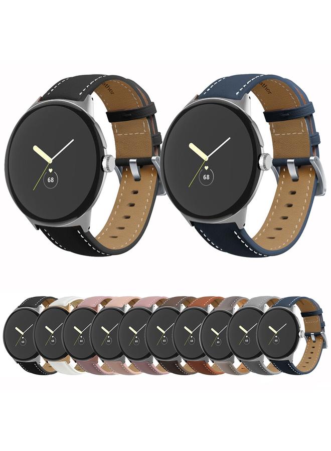 erorex Replacement Band For Google Pixel Watch Pointed Tail Stitching Genuine Leather Watch Band - Image 2
