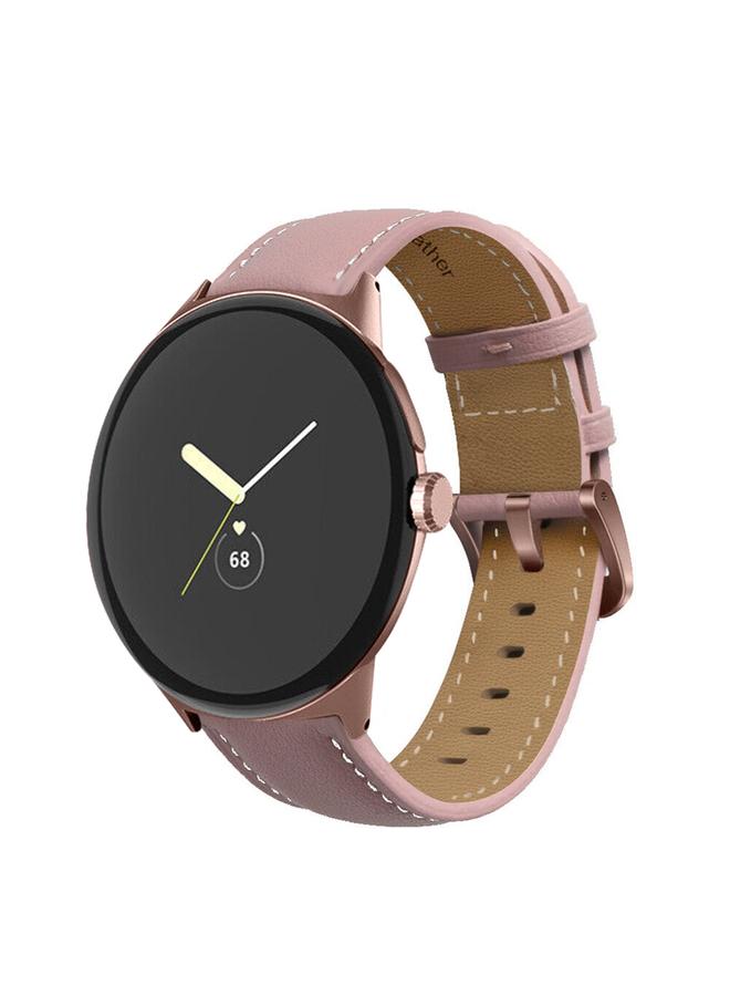 erorex Replacement Band For Google Pixel Watch Pointed Tail Stitching Genuine Leather Watch Band - Image 1