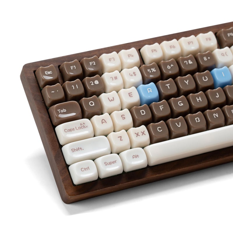 Rainy75 Jelly Jade Keycaps, Translucent Cute Ragdoll Cat Key caps, Mao Profile, Custom 148 Keys Set for 100%, 75%, 65%, 60% Mechanical Keyboard (Brown) - Image 1