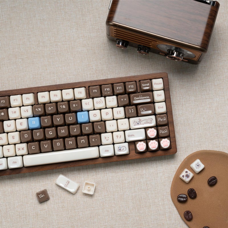 Rainy75 Jelly Jade Keycaps, Translucent Cute Ragdoll Cat Key caps, Mao Profile, Custom 148 Keys Set for 100%, 75%, 65%, 60% Mechanical Keyboard (Brown) - Image 5
