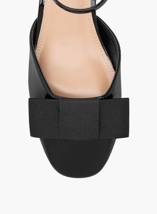 Celeste Women's Bow Accent Sandals with Buckle Closure and Block Heels