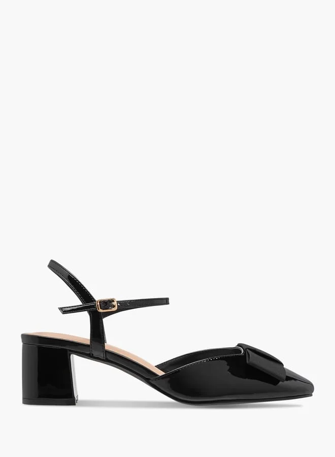Celeste Women's Bow Accent Sandals with Buckle Closure and Block Heels