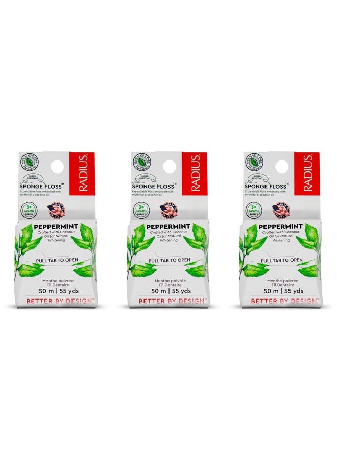 Radius Peppermint Dental Floss 55 Yards Vegan and Non-Toxic Oral Care Boost Total Tooth & Gum Protection Clear - Pack of 3 - Image 1