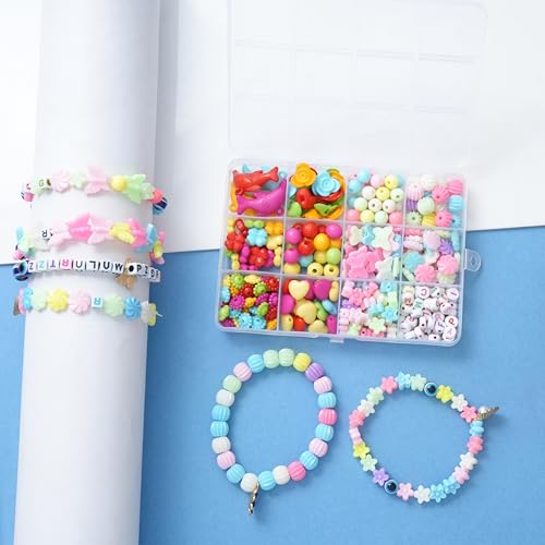 Ambitieux DIY Bracelet Making Kit for Girls – 12 Types Colorful Beads with Charms, Elastic Thread, Earrings, Clasps & Rings – Jewellery Craft Kit for Kids, Birthday Return Gift, Rakhi Special Set for 2 3 4 5 6 7 8 9 10 years (Multicolor 2) - Image 2