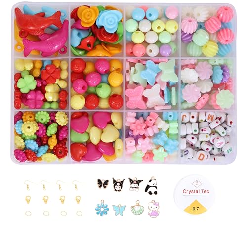 Ambitieux DIY Bracelet Making Kit for Girls – 12 Types Colorful Beads with Charms, Elastic Thread, Earrings, Clasps & Rings – Jewellery Craft Kit for Kids, Birthday Return Gift, Rakhi Special Set for 2 3 4 5 6 7 8 9 10 years (Multicolor 2) - Image 1