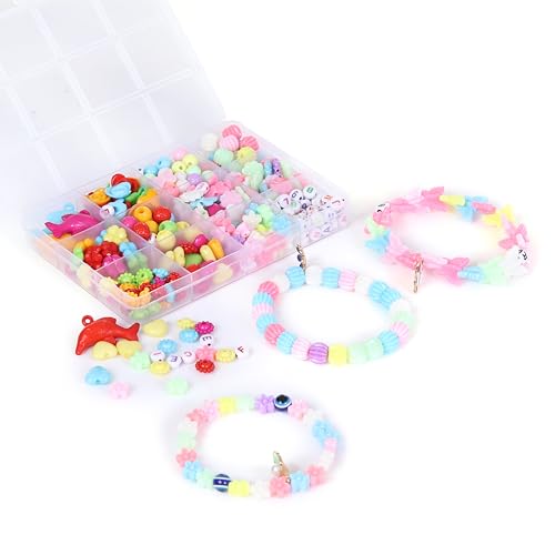 Ambitieux DIY Bracelet Making Kit for Girls – 12 Types Colorful Beads with Charms, Elastic Thread, Earrings, Clasps & Rings – Jewellery Craft Kit for Kids, Birthday Return Gift, Rakhi Special Set for 2 3 4 5 6 7 8 9 10 years (Multicolor 2) - Image 4
