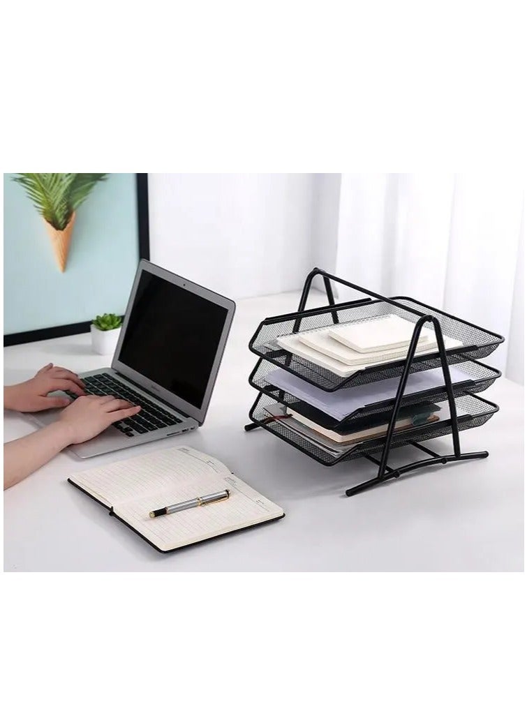 ELTRAZONE 3 Tier Document Tray Desk Stackable File Organizer - Image 4