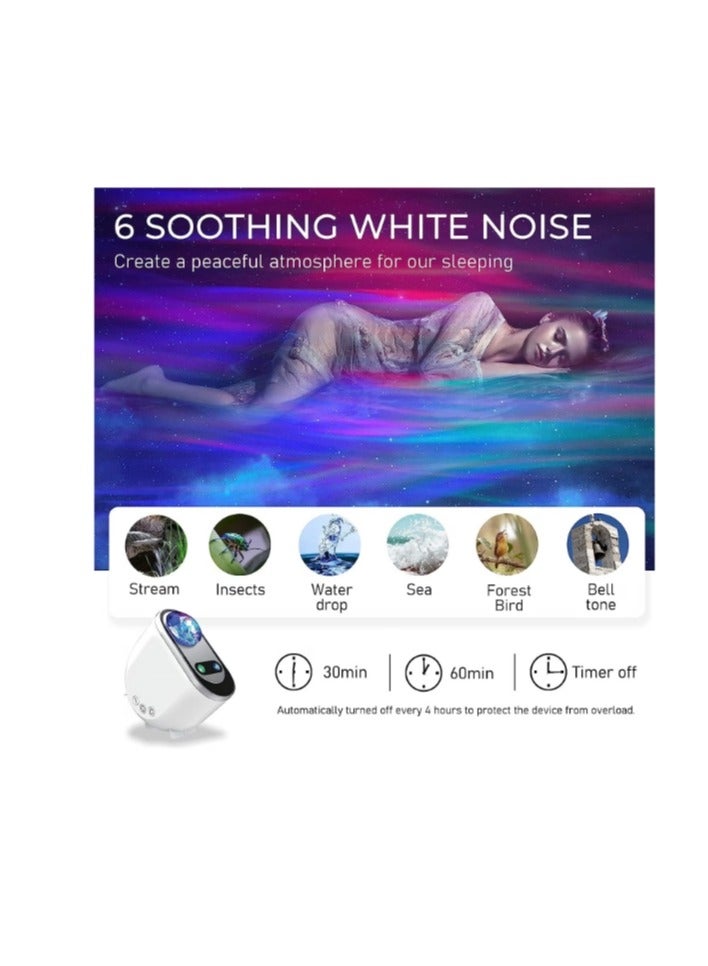 Aurora Borealis Starry Sky Light Laser Starry Sky Projection Light Atmosphere Light Galaxy Aurora Projector Starry Sky Projector 3 In 1 Led Northern Lights Star Projector Lamp 6 White Noise Starry Moon Light With Bluetooth Speaker For Adult Kids Gift