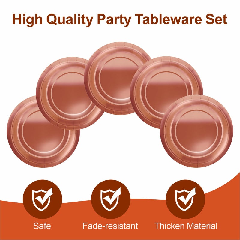 Aixuler 40Pcs Disposable Paper Plates Rose Gold,Including 20pcs 9" and 20pcs 7" Plates,Strong and Sturdy Disposable Plates for Party, Dinner, Holiday, Picnic,Birthday Party, Dinner Table, Wedding - Image 3