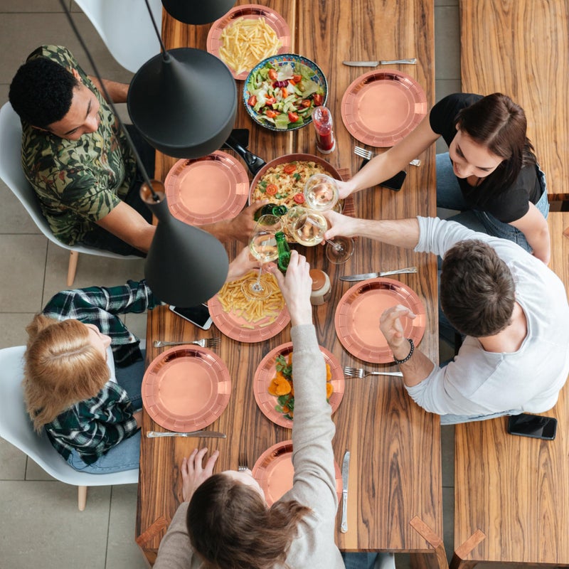 Aixuler 40Pcs Disposable Paper Plates Rose Gold,Including 20pcs 9" and 20pcs 7" Plates,Strong and Sturdy Disposable Plates for Party, Dinner, Holiday, Picnic,Birthday Party, Dinner Table, Wedding - Image 4