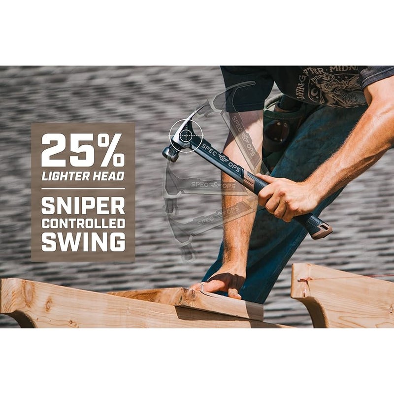Spec-Ops Tools Framing Hammer, 22 oz, Rip Claw, Smooth Face, Shock-Absorbing Grip, 3% Donated to Veterans - Image 2
