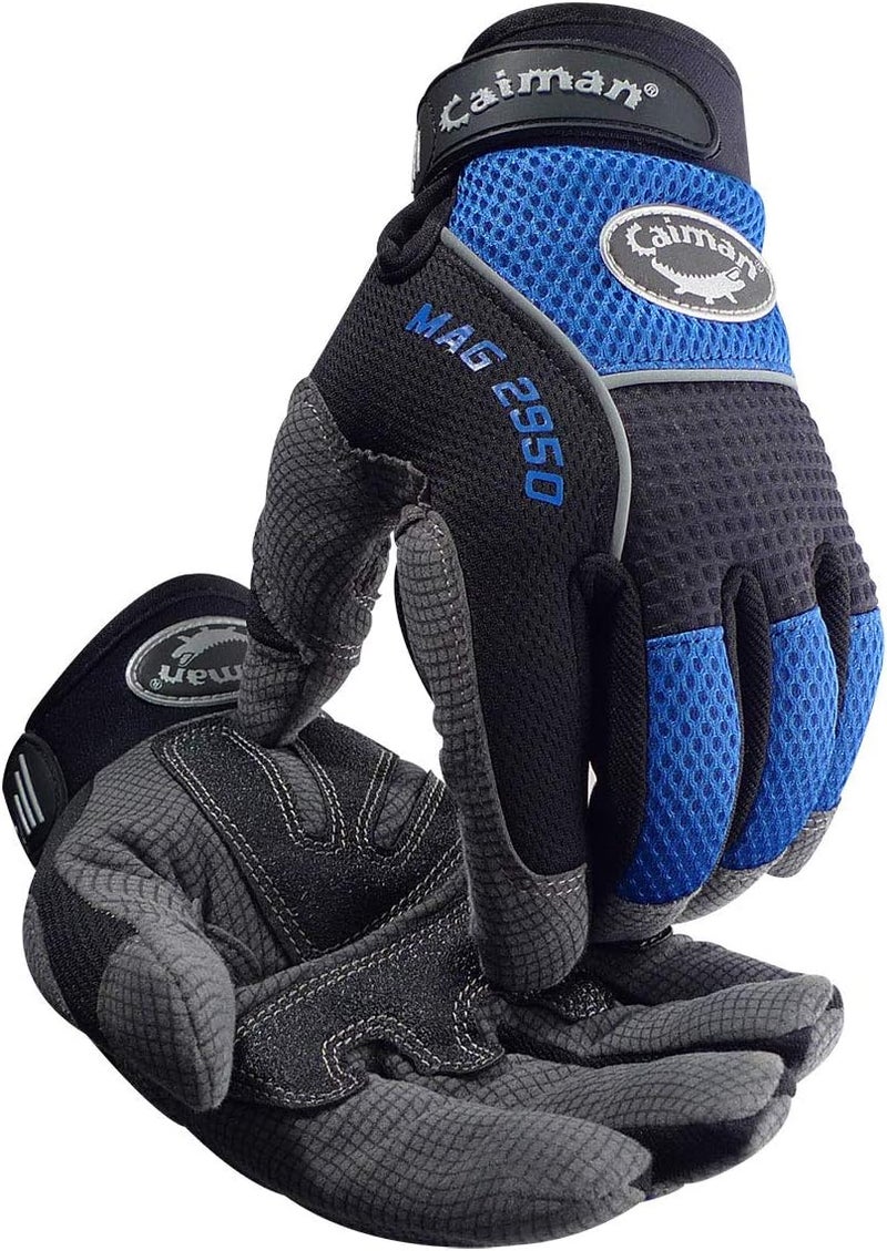 Caiman Caiman MAG MultiActivity Glove with Padded Synthetic Leather Palm Blue AirMesh Back RhinoTex Kontour GGrip BlueBlack XLarge 29506 - Image 1