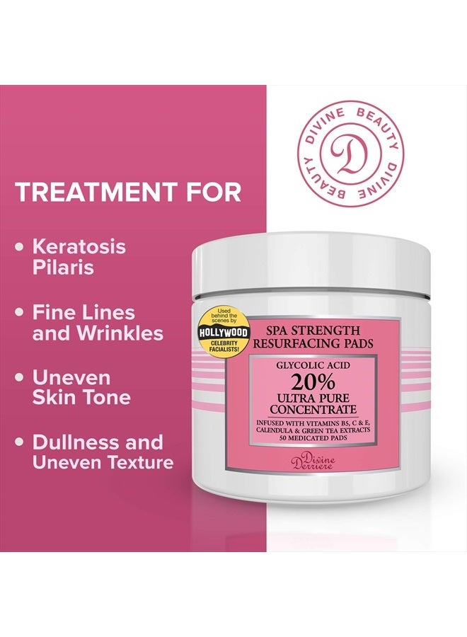 DIVINE DERRIERE Glycolic Acid Pads, Chemical Peel for Face at Home with 20% Glycolic Acid and Vitamin C - Exfoliating Face Pads, Glycolic Acid Peel for Face Exfoliating Pads -Face Cleansing Pads 50 Cotton Facial Pads - Image 2