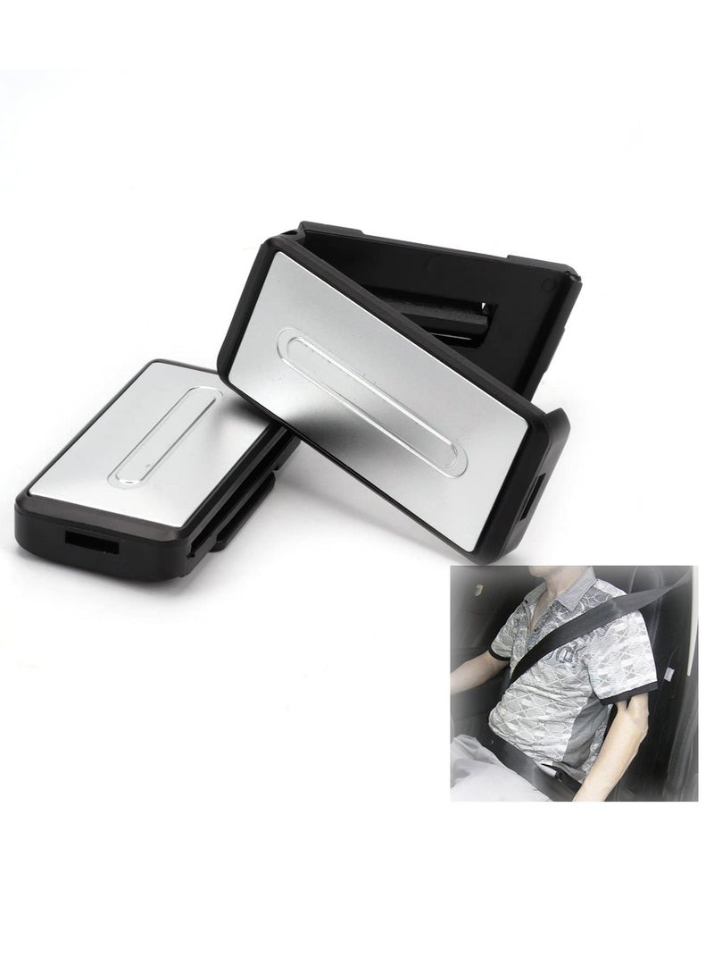 SYOSI Car Seat Belt Adjuster, Seatbelt Clips, Auto Car Seat Belt Stopper Clamp, Smart Adjust Seat Belts to Relax Shoulder Neck Tension While Driving (Silver) - Image 1