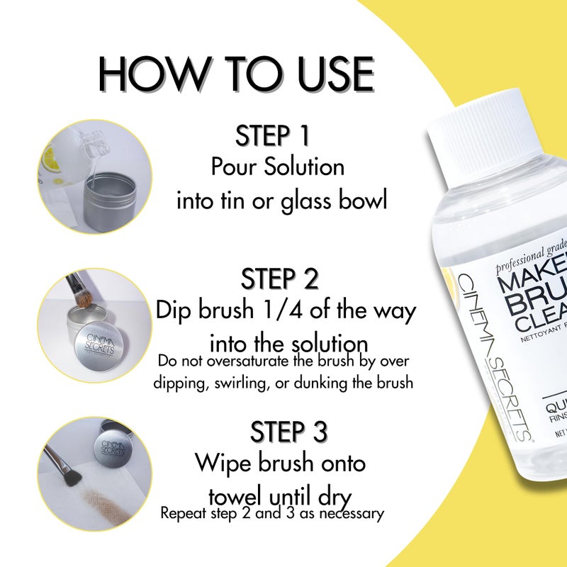 Cinema Secrets Original Makeup Brush Cleaner Kit - Professional Cleanser + Cleansing Tin for Makeup Brushes - Quick-Drying, Rinse-Free Formula - Removes Stubborn Waterproof Make Up - Lemon (2 fl oz) - Image 3