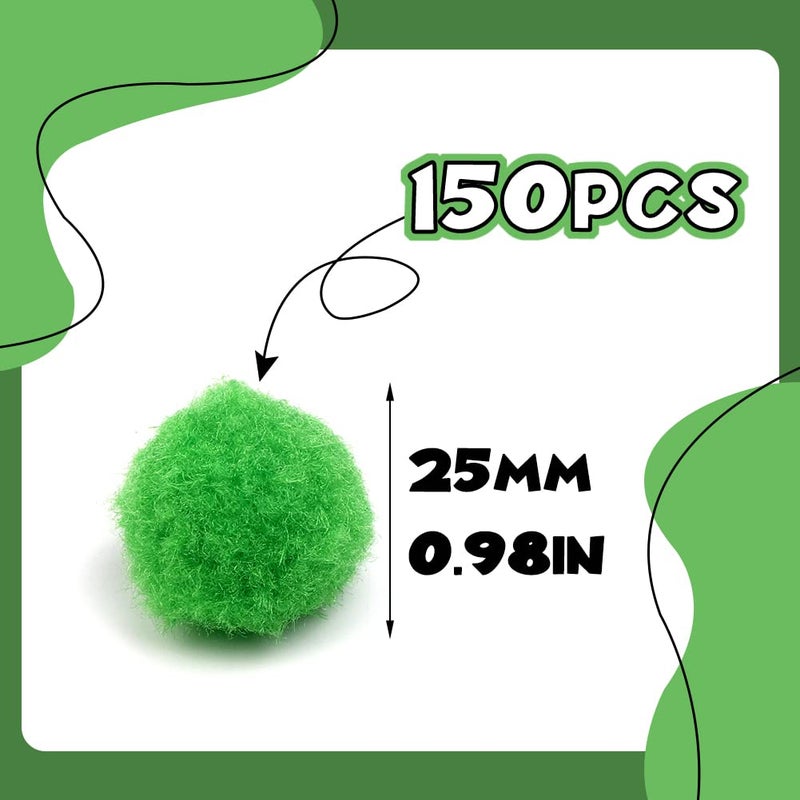 MORFEN 150 Pieces Pom Poms, 1 Inch Green Craft Pom Poms, Easter Decorations Fuzzy Pompom Puff Balls, Small Pom Pom Balls for DIY Arts Crafts Projects, Home Decorations - Image 2