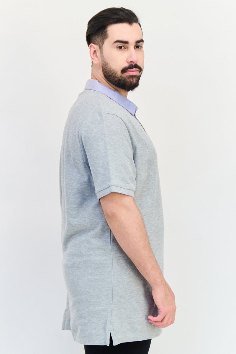 Celio Men Regular Fit Plain Short Sleeves Polo Shirt, Grey - Image 2