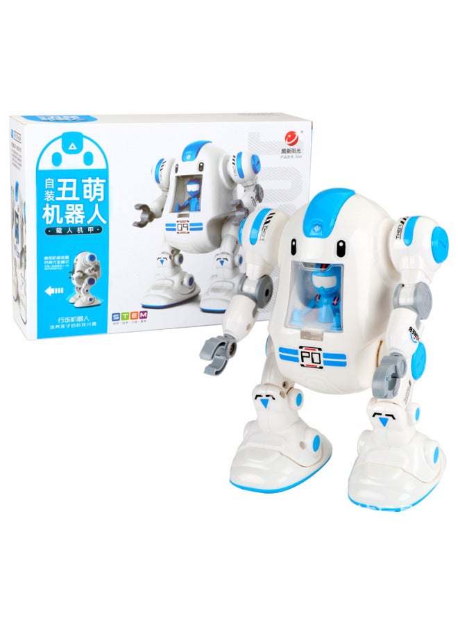 Children's Educational Toys DIY Self-installed Electric Ugly Cute Robot Experimental Technology Small Production Stem Teaching Aids-Color:English Packaging 2043 - Image 2