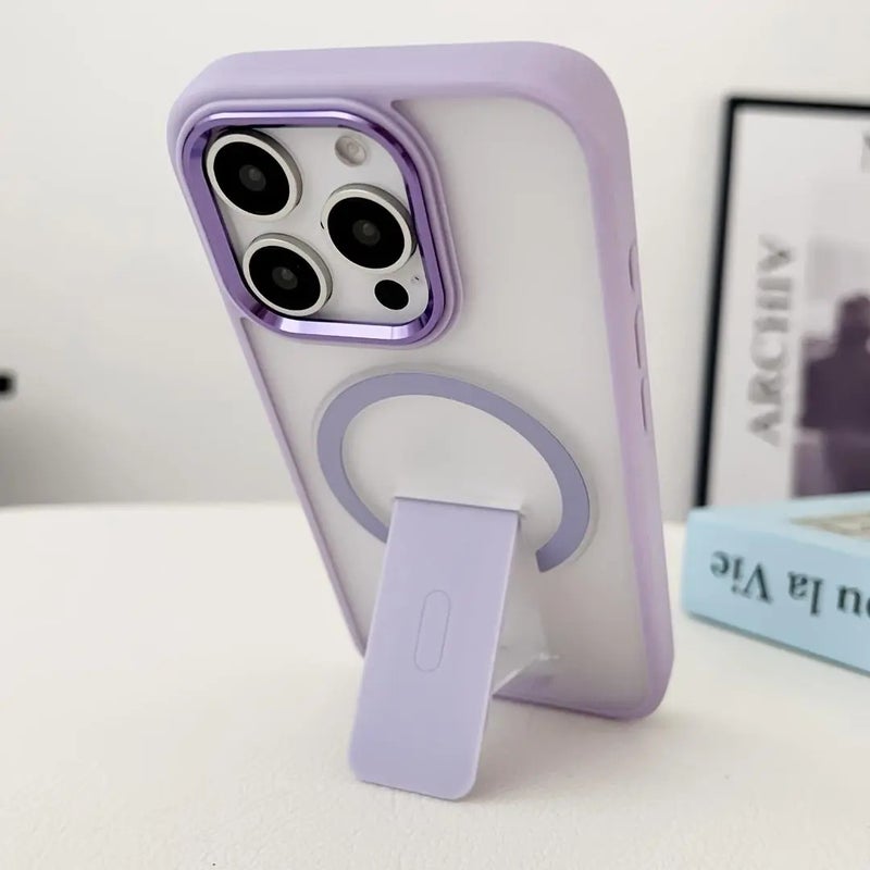 Magnetic Wireless Charging iPhone Case, Luxury Matte Semi-Transparent Stand, Shockproof Soft Buffer, for iPhone 17 16 15 14 13 12 11 Pro Max Plus - Image 1